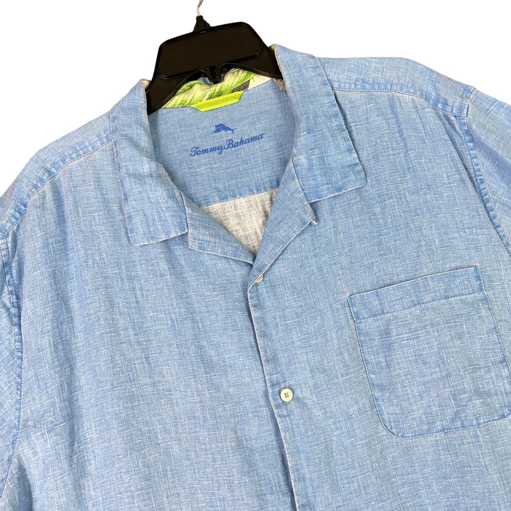 Tommy Bahama 100% Linen‎ Beach Shirt Short Sleeve Camp Pocket Vacation Mens XXL